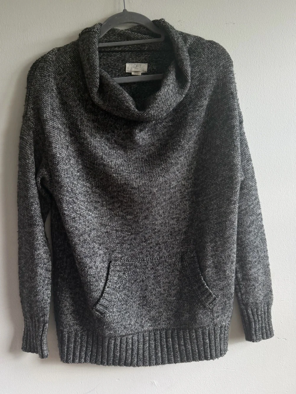 LOFT Dark Charcoal Cowl Neck Sweater